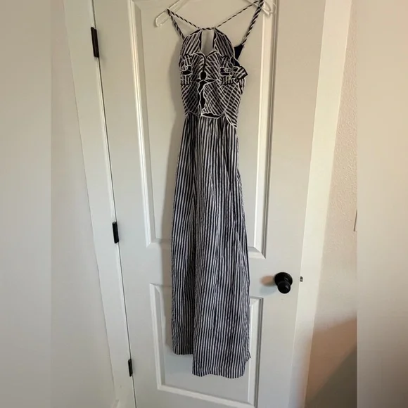 Hibiscus Cutwork Cotton Midi Dress - Blue Pattern xxs - Picture 7 of 7